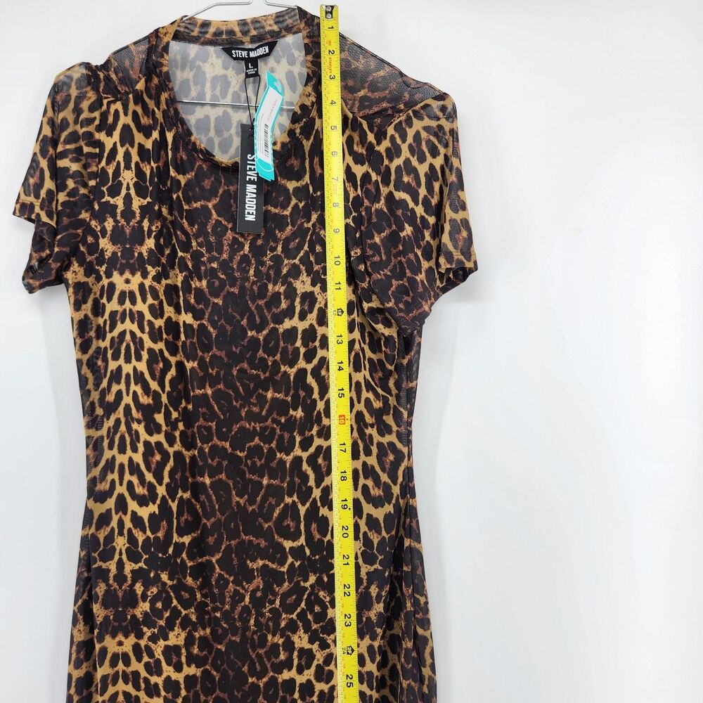 Steve Madden Women's Large Leopard Print Short Sleeve Hailee Dress NWT - Picture 5 of 10